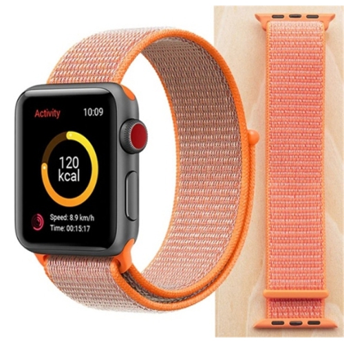 Woven Nylon Sport Loop Replacement Band Strap for Apple Watch iWatch Series 1 to 10 SE Ultra, 38mm 40mm 41mm 42mm(Series 10), Orange