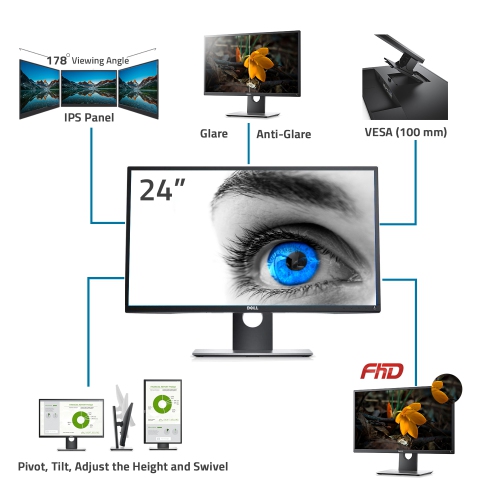 Refurbished - Dell P2417HB 24" 1920 X 1080 HDMI DP LED Monitor