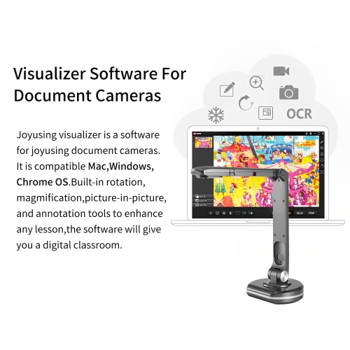 JOYUSING V500S 8MP Document Camera with Autofocus, 100x Digital Zoom, Built-in Microphone & Flexible Arm – Visual Presenter for Online Teaching &