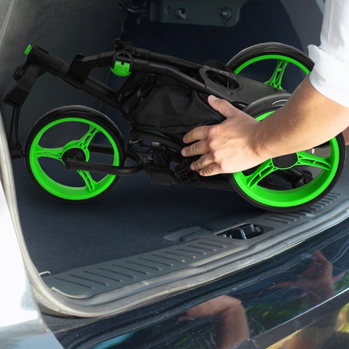 Gymax 3-Wheel Foldable Golf Push Pull Cart Trolley w/ Adjustable Handle