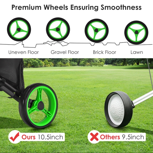 Gymax 3-Wheel Foldable Golf Push Pull Cart Trolley w/ Adjustable Handle