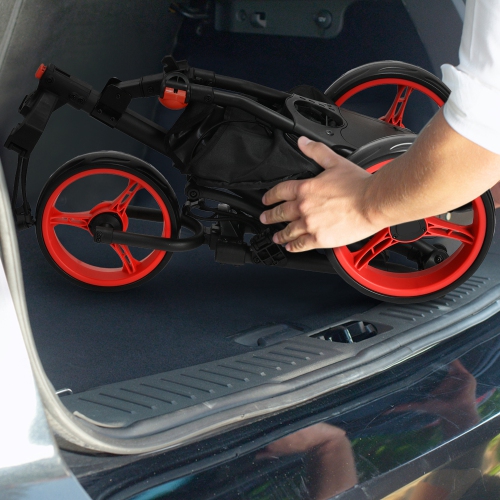 Gymax 3-Wheel Foldable Golf Push Pull Cart Trolley w/ Adjustable Handle