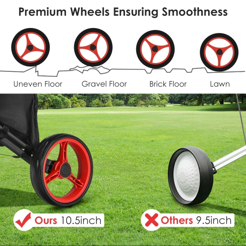 Gymax 3-Wheel Foldable Golf Push Pull Cart Trolley w/ Adjustable Handle