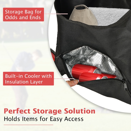 Gymax 4 Wheels Foldable Golf Push Pull Cart Trolley w/ Brake Waterproof Bag