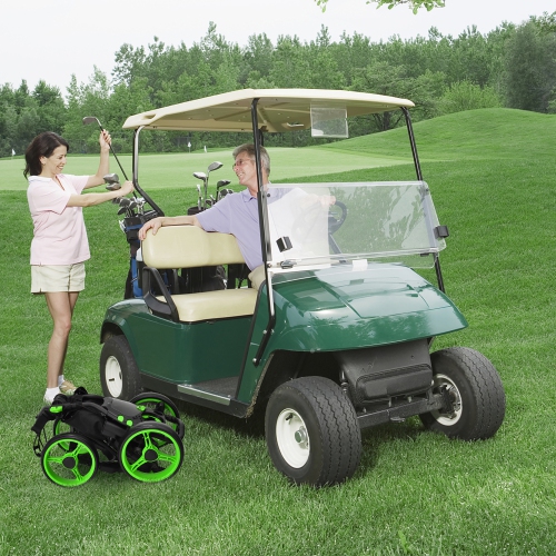 Chariot de golf repliable à 4 roues avec sac étanche au frein de Gymax