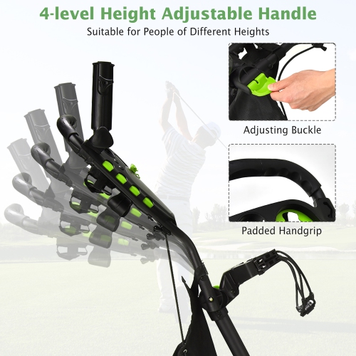 Chariot de golf repliable à 4 roues avec sac étanche au frein de Gymax