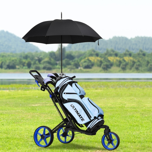 Gymax 3 Wheels Foldable Golf Push Pull Cart Trolley w/ Adjustable Handle Brake