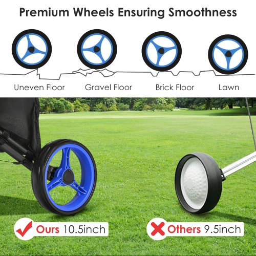 Gymax 3-Wheel Foldable Golf Push Pull Cart Trolley w/ Adjustable Handle