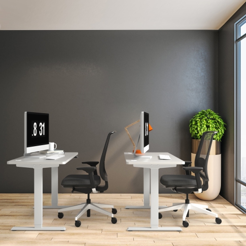 Gymax Dual-Motor Stand up Desk Frame Workstation Base w/ Adjustable Width & Height