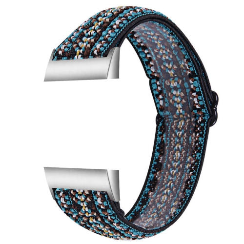 STRAPSCO  Elastic Nylon Watch Band Strap for Fitbit Charge 3 & Charge 4 - Vibrant Embroidery In Multicolor