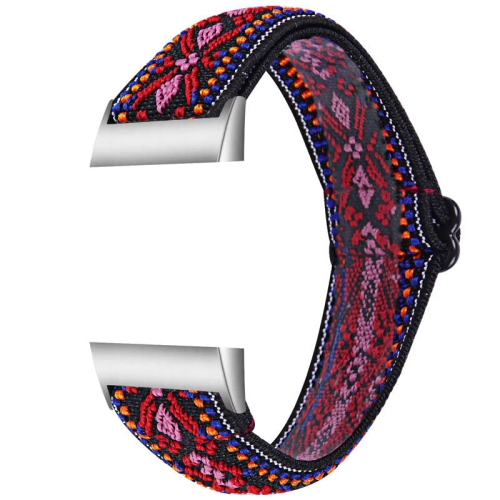 STRAPSCO  Elastic Nylon Watch Band Strap for Fitbit Charge 3 & Charge 4 - Tribal In Red