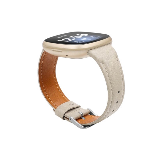 StrapsCo Leather Watch Band Strap for Fitbit Versa 3 - Short-Medium - Nude