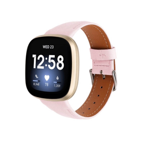 STRAPSCO  Leather Watch Band Strap for Fitbit Sense - Short-Medium - Blush In Multicolor