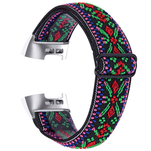 StrapsCo Elastic Nylon Watch Band Strap for Fitbit Charge 3 & Charge 4 - Tribal Green