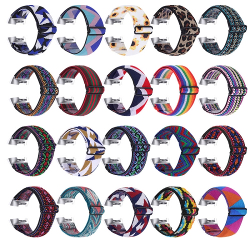 StrapsCo Elastic Nylon Watch Band Strap for Fitbit Charge 3 & Charge 4 - Tribal Green