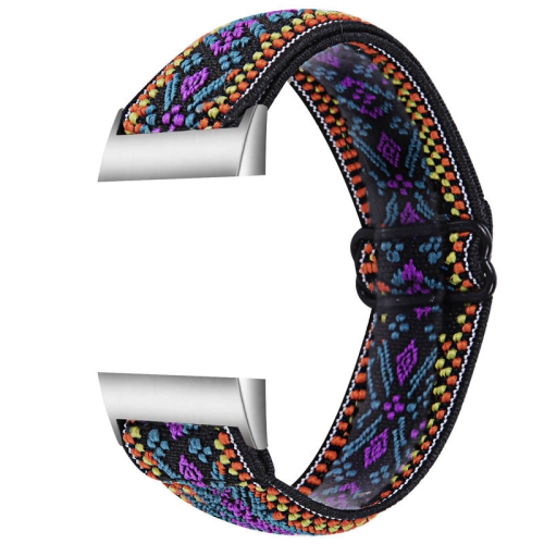 STRAPSCO  Elastic Nylon Watch Band Strap for Fitbit Charge 3 & Charge 4 - Tribal Multi In Multicolor