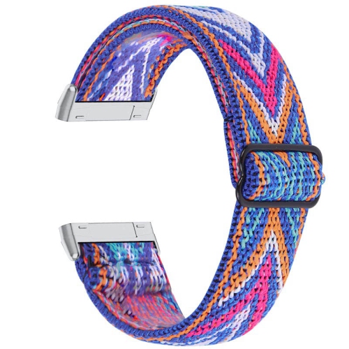 StrapsCo Funky Pattern Elastic Nylon Watch Band Strap for Fitbit Versa 3 - Lapis Ikat
