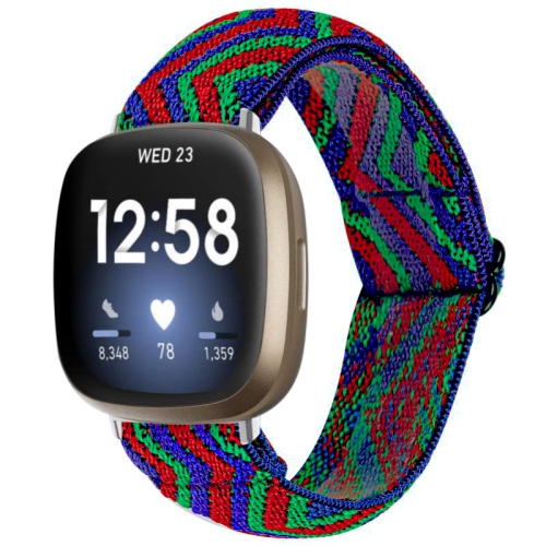 STRAPSCO  Funky Pattern Elastic Nylon Watch Band Strap for Fitbit Versa 3 - Electro In Multicolor
