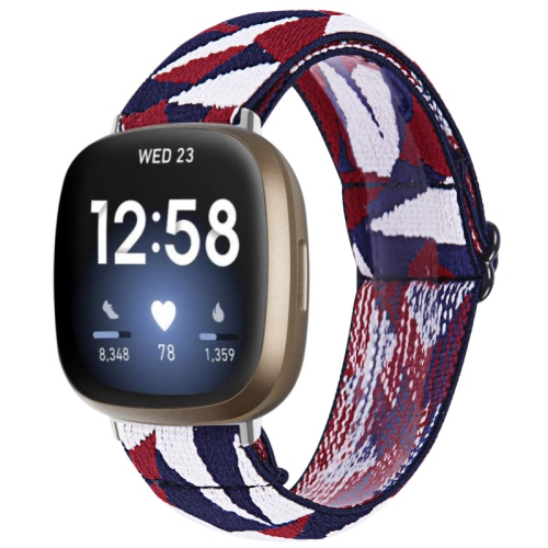 STRAPSCO  Funky Pattern Elastic Nylon Watch Band Strap for Fitbit Versa 3 - Facets In Red
