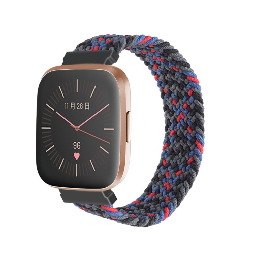 StrapsCo Patterned Elastic Nylon Watch Band Strap for Fitbit Versa & Versa 2 - M - Fits 6.2" - 6.5" Wrist - Pink Flecks