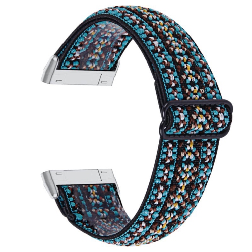 StrapsCo Funky Pattern Elastic Nylon Watch Band Strap for Fitbit Sense - Vibrant Embroidery
