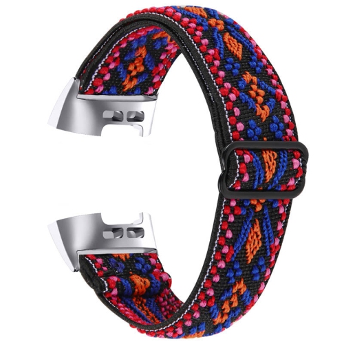 StrapsCo Elastic Nylon Watch Band Strap for Fitbit Charge 3 & Charge 4 - Tribal Indigo