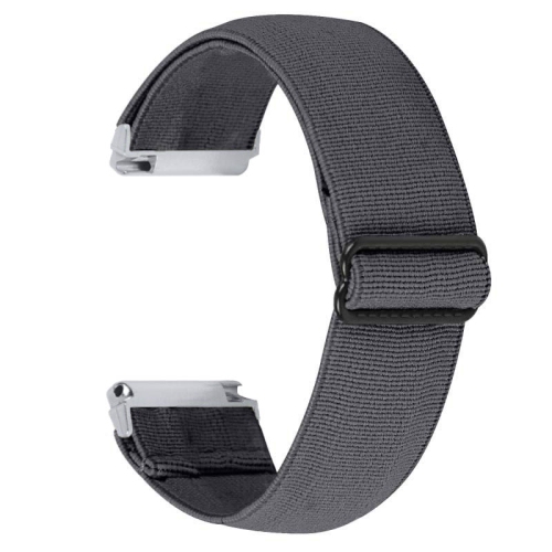 StrapsCo Adjustable Elastic Nylon Watch Band Strap for Fitbit Versa & Versa 2 - Charcoal