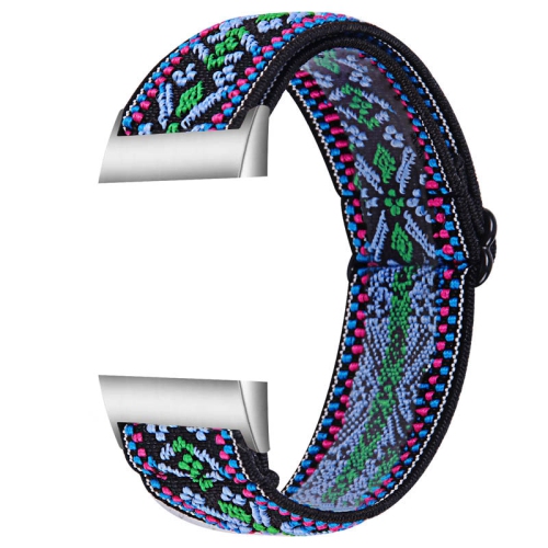 STRAPSCO  Elastic Nylon Watch Band Strap for Fitbit Charge 3 & Charge 4 - Tribal In Blue