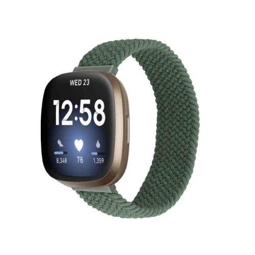 StrapsCo Bracelet de montre en nylon élastique pour Fitbit Versa 3 - Moyen pour poignets de 6.2" à 6.5" - Sauge