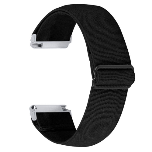 StrapsCo Bracelet de montre en nylon élastique réglable pour Fitbit Versa et Versa 2 - Noir
