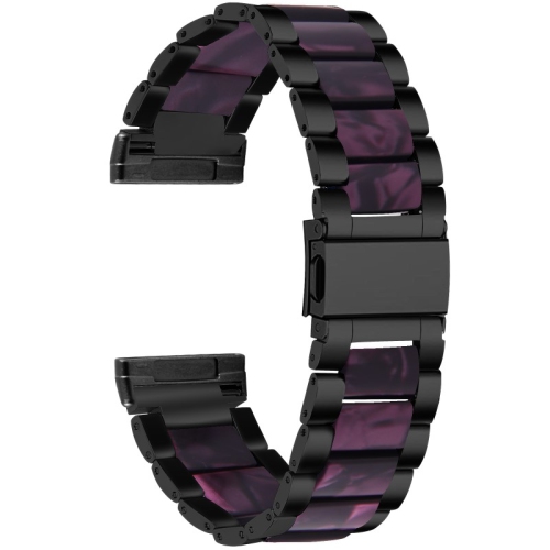 StrapsCo Stainless Steel & Resin Watch Band Strap for Fitbit Versa 3 - Black & Purple