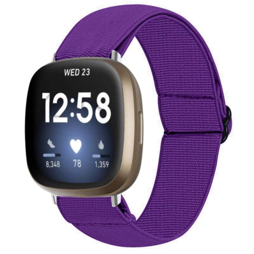STRAPSCO  Adjustable Elastic Nylon Watch Band Strap for Fitbit Sense - In Purple