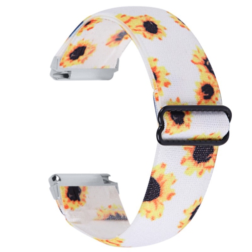StrapsCo Funky Pattern Elastic Nylon Watch Band Strap for Fitbit Versa & Versa 2 - Sunflowers