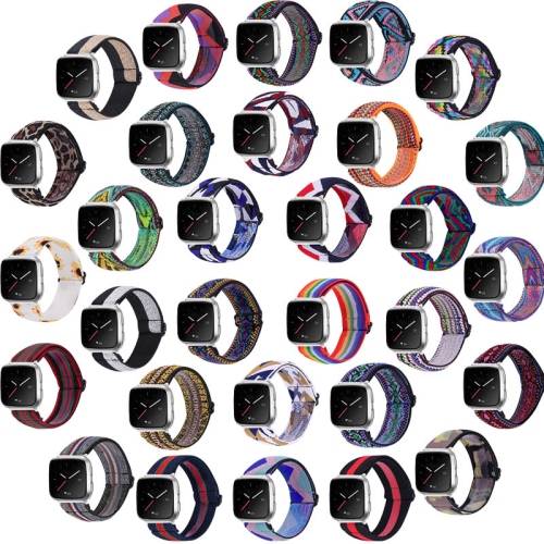 StrapsCo Funky Pattern Elastic Nylon Watch Band Strap for Fitbit Versa & Versa 2 - Sunflowers