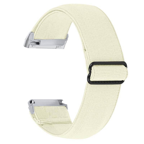 StrapsCo Bracelet de montre en nylon élastique réglable pour Fitbit Versa et Versa 2 - Blanc