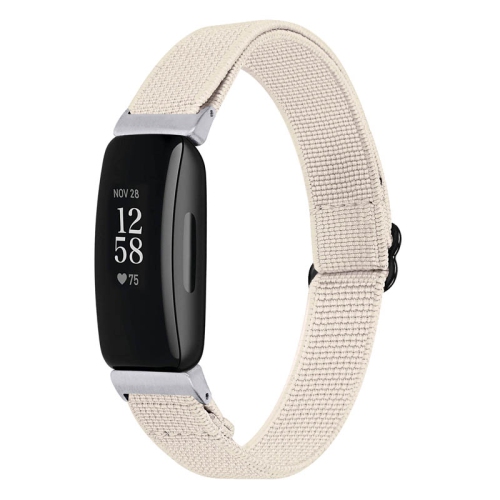 STRAPSCO  Elastic Nylon Watch Band Strap for Fitbit Inspire 2 - Ecru In Multicolor