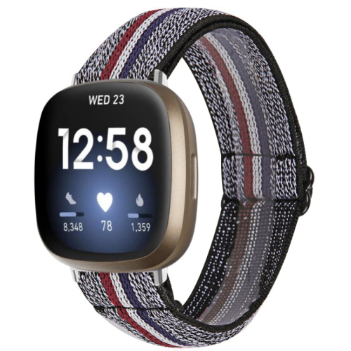 STRAPSCO  Funky Pattern Elastic Nylon Watch Band Strap for Fitbit Versa 3 - Vintage Stripe In Multicolor
