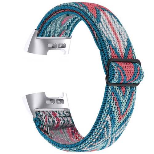 StrapsCo Elastic Nylon Watch Band Strap for Fitbit Charge 3 & Charge 4 - Tropical Ikat