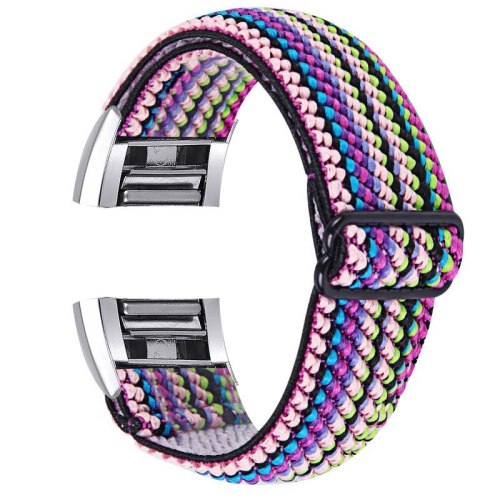 StrapsCo Elastic Nylon Watch Band Strap for Fitbit Charge 2 - Woven Stripes