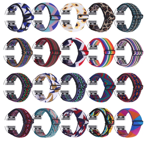 StrapsCo Elastic Nylon Watch Band Strap for Fitbit Charge 2 - Woven Stripes