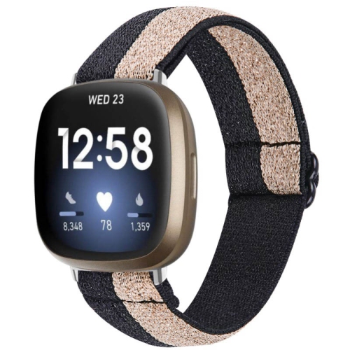 STRAPSCO  Funky Pattern Elastic Nylon Watch Band Strap for Fitbit Sense - Glitter In Gold