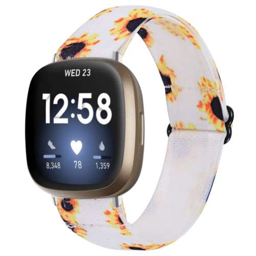 STRAPSCO  Funky Pattern Elastic Nylon Watch Band Strap for Fitbit Versa 3 - Sunflowers In Multicolor