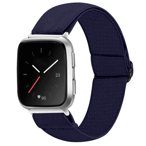 StrapsCo Adjustable Elastic Nylon Watch Band Strap for Fitbit Versa & Versa 2 - Midnight Blue