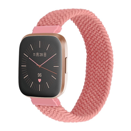 StrapsCo Elastic Nylon Watch Band Strap for Fitbit Versa & Versa 2 - L - Fits 6.6" - 6.9" Wrist - Salmon