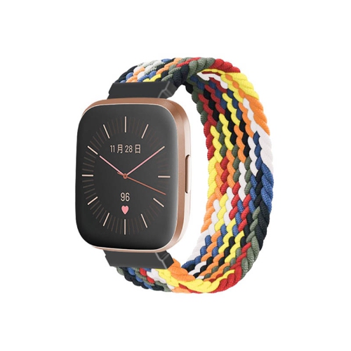 StrapsCo Bracelet de montre en nylon élastique à motifs pour Fitbit Versa et Versa 2 - Moyen pour poignets de 6.2" à 6.5" - Mélange d'espace 02