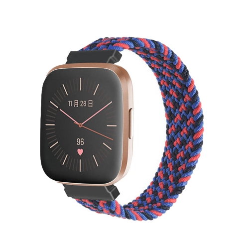StrapsCo Bracelet de montre en nylon élastique à motifs pour Fitbit Versa et Versa 2 - Long pour poignets de 6.6" à 6.9" - Mélange rose