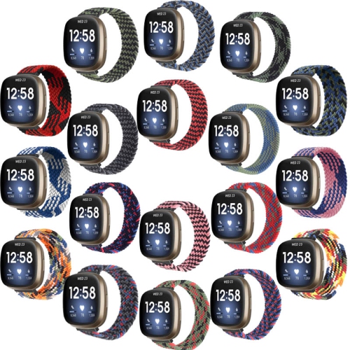 StrapsCo Bracelet de montre en nylon élastique à motifs pour Fitbit Sense - Long pour poignets de 6.6" à 6.9" - Gris digi