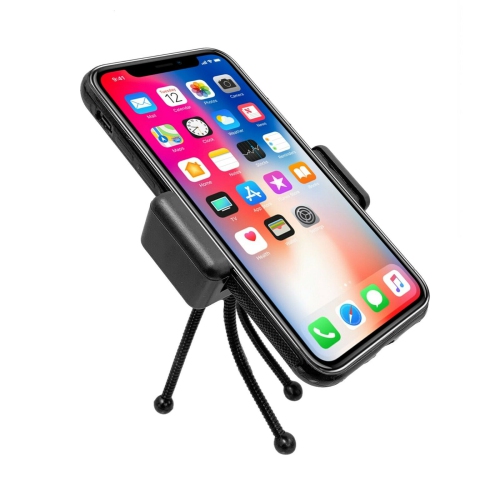 LATNEX Compact Pocket Sized Mini Tabletop Tripod Stand with Flexible, Bendable Legs & Bracket Mount for Universal Cameras & Smartphones - Black