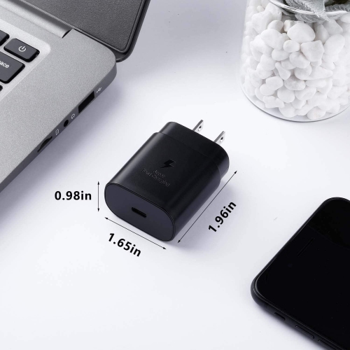 Chargeur ultrarapide de 25 W pour les appareils de Samsung et câble de 6 pi type C à type C.