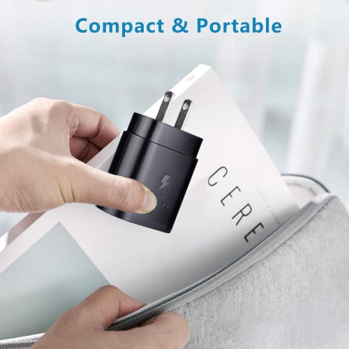 Chargeur ultrarapide de 25 W pour les appareils de Samsung et câble de 6 pi type C à type C.